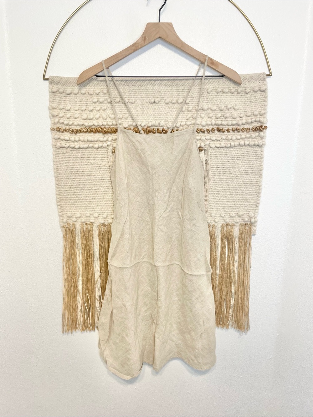 Vintage Victorias Secret Linen Oat Colored Slip Dress Size L